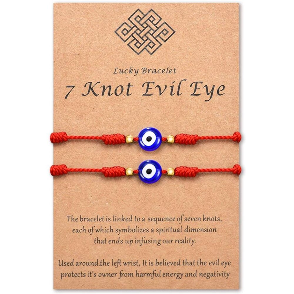 Meaningful 7 Knot Lucky Red String Bracelet - Adjustable Amulet for Protection
